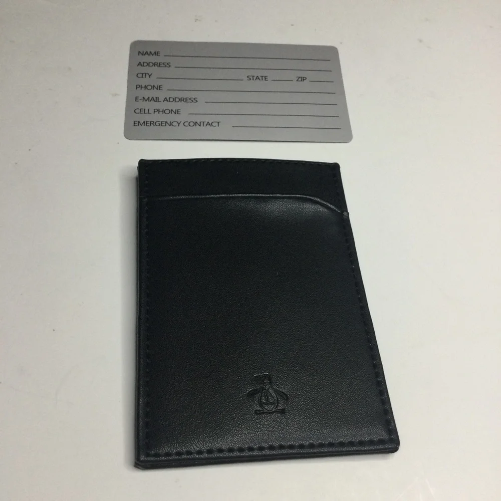 ORIGINAL PENGUIN BLACK LEATHER CARD CASE 4” x 2.75” NEW